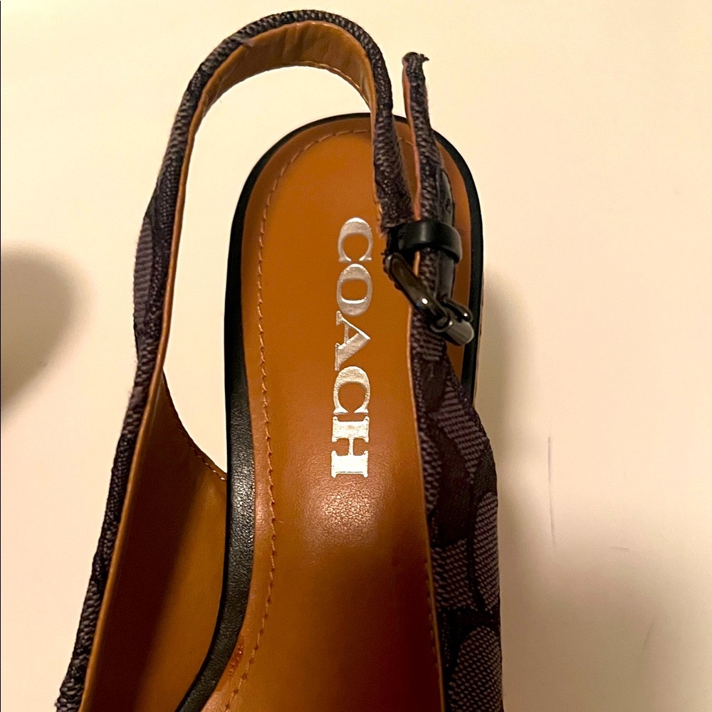 Coach Women's Black and Tan Slingback Heels